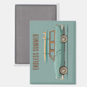 Oude Surf Wagon – Retro Strandauto Magneet (Voorkant / Achterkant)