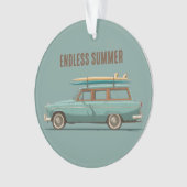 Oude Surf Wagon – Retro Strandauto Ornament (voorkant)