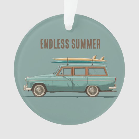 Oude Surf Wagon – Retro Strandauto Ornament (voorkant)