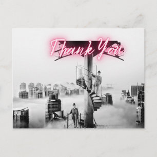Oude Surrealistische Stadsscène Dank Je Briefkaart
