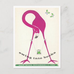Oude "Swing Into Books" Boekweekposter Briefkaart
