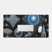 Oude symbolen in levendig abstract ontwerp bureaumat (Keyboard & Muis)