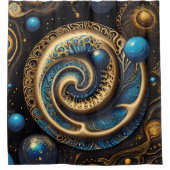Oude symbolen in levendig abstract ontwerp douchegordijn (Voorkant)