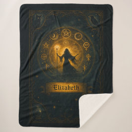 Oude Symbolen & Magische Tovenares Aangepaste Naam Sherpa Deken