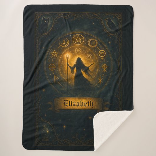 Oude Symbolen & Magische Tovenares Aangepaste Naam Sherpa Deken (Voorkant)