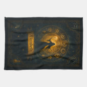 Oude Symbolen & Magische Tovenares Aangepaste Naam Theedoek (Horizontaal)