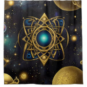 Oude symbolen patroon in levendige Abstract Design Douchegordijn (Voorkant)