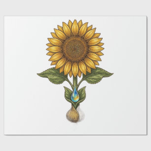 Oude Symmetrische Zonnebloem Motief Inpakpapier