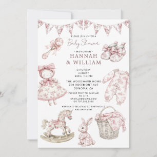 Oude Tafellinnen Feestje voor Baby Meisje Kaart
