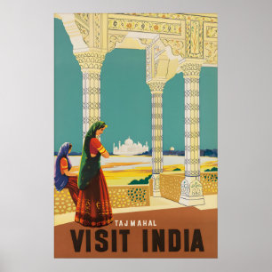 Oude Taj Mahal India Reisposter Agra Mughal Poster