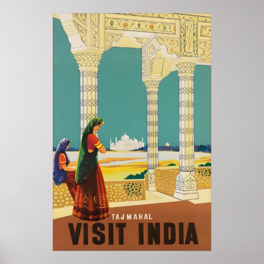 Oude Taj Mahal India Reisposter Agra Mughal Poster (Voorkant)