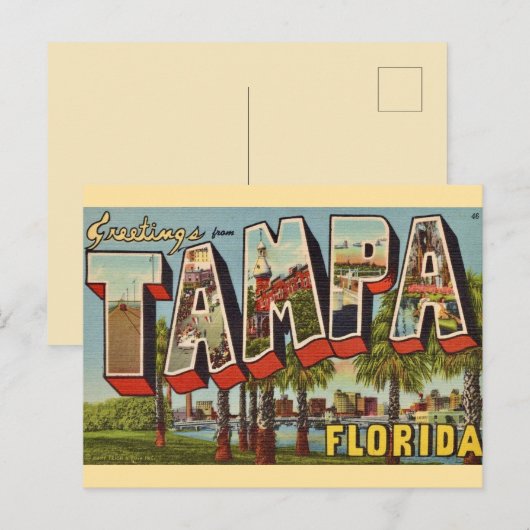 Oude Tampa Florida Groet Briefkaart (Voorkant / Achterkant)