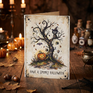 Oude Tante Halloween Boom Kaart