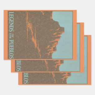 Oude Taos Pueblos New Mexico, Reisposter Kunst Inpakpapier Vel