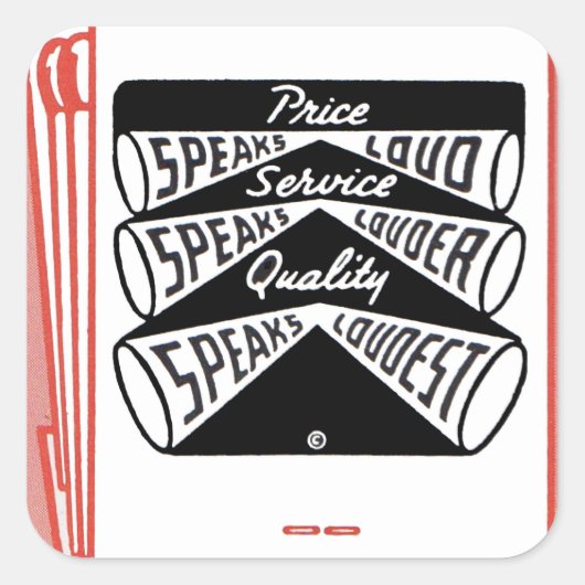 oude tapeboekcover - Price Speaks Luid Vierkante Sticker (Voorkant)