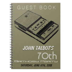 Oude taperecorder 70e verjaardagsfeestje gastboek notitieboek