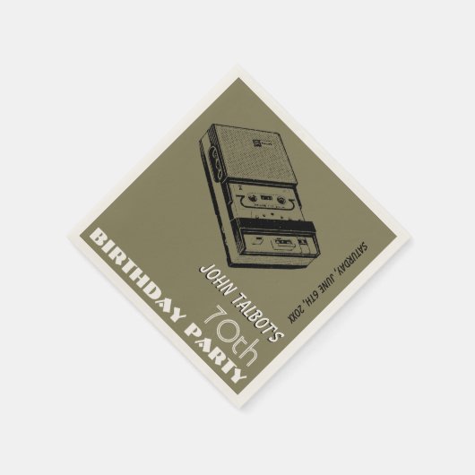 Oude taperecorder 70e verjaardagsfeestje Papier se Servet (Hoek)