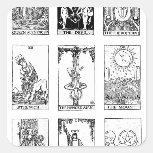 oude tarot vierkante sticker (Voorkant)