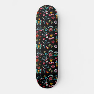 Oude Tattoo Patroon Skateboard