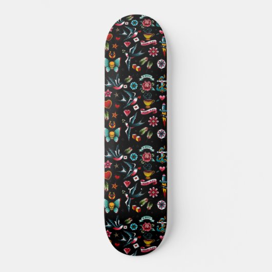 Oude Tattoo Patroon Skateboard (Voorkant)