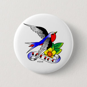 Oude Tattoo van de Huidslik Ronde Button 5,7 Cm