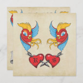 Oude Tattoo Vogels Zeiler Trouw Save the Date (Voorkant / Achterkant)