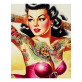 Oude Tatuage Pin-up Perfect Poster (Voorkant)