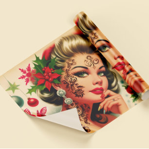Oude Tatuajes Kerst Meisje Cadeaupapier