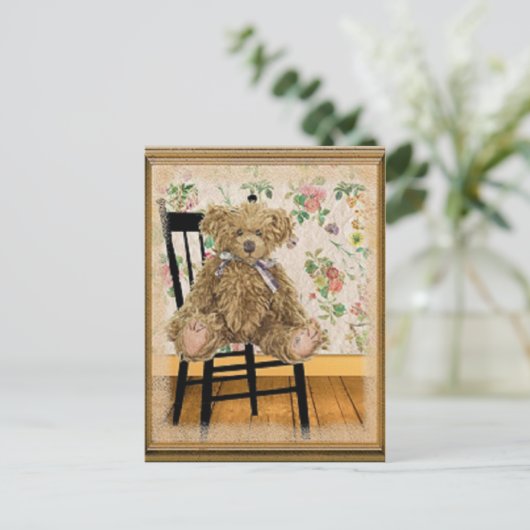 Oude teddy briefkaart (Staand voorkant)