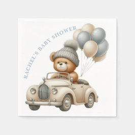 Oude teddybeer-autobabyfeestservet servet