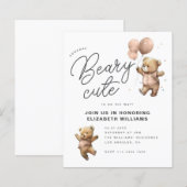 Oude teddybeer babyshower feest uitnodiging (Voorkant / Achterkant)