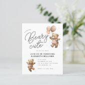 Oude teddybeer babyshower feest uitnodiging (Staand voorkant)