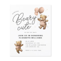 Oude teddybeer babyshower feest uitnodiging
