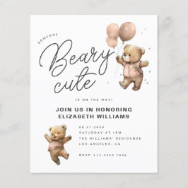 Oude teddybeer babyshower feest uitnodiging