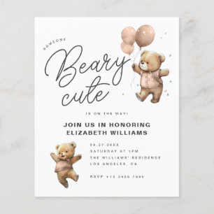 Oude teddybeer babyshower feest uitnodiging