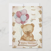 Oude teddybeer babyshower uitnodiging (Voorkant)