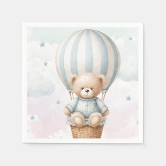 Oude teddybeer babyshower uitnodiging servet