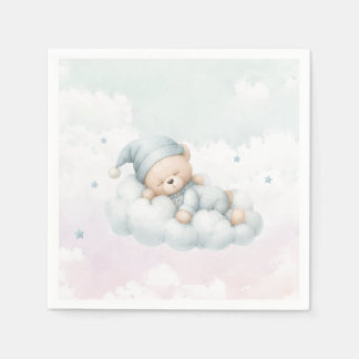 Oude teddybeer babyshower uitnodiging servet