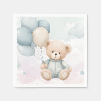 Oude teddybeer babyshower uitnodiging servet
