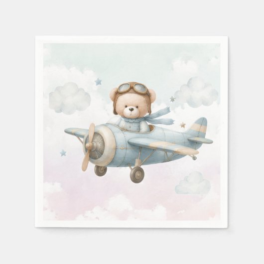 Oude teddybeer babyshower uitnodiging servet (Voorkant)