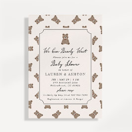 Oude teddybeer gestreepte babyshower uitnodiging