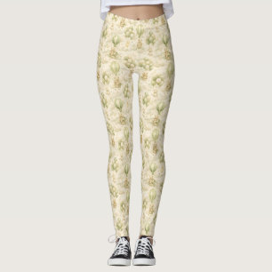 Oude Teddybeer-hete-luchtballon-wolkenpatroon Leggings