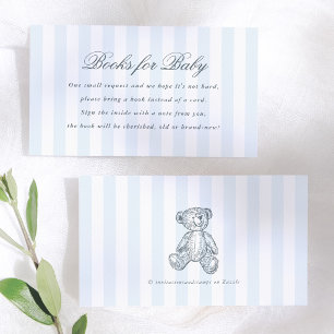 Oude teddybeer jongs babyshower boeken voor baby informatiekaartje