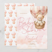 Oude teddybeer meisje babyshower uitnodiging  (Voorkant / Achterkant)