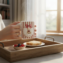 Oude teddybeer met rode strik waterverf naam koffiemok