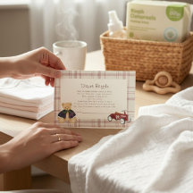 Oude teddybeer rode speelgoedauto babyshower luier