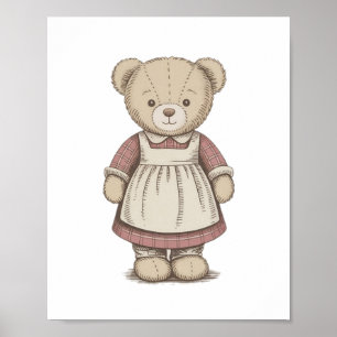 Oude teddybeerposter, Mooie kinderkamer muurdecora Poster