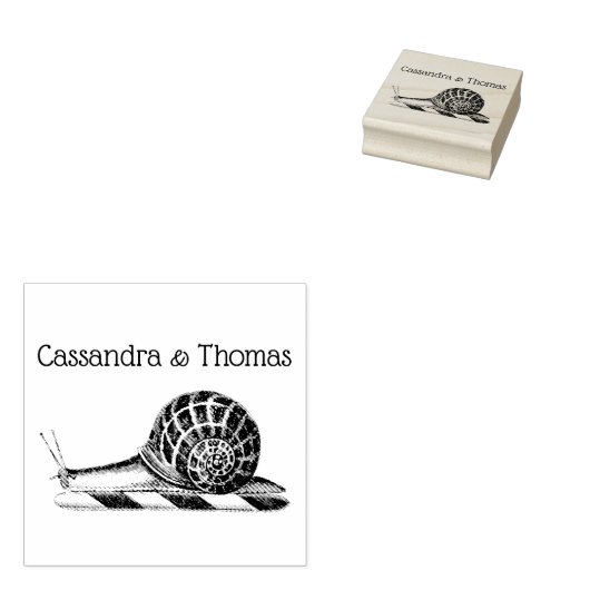 Oude Tekening Slak Naam Rubberstempel (Gestempeld)