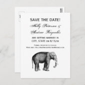 Oude tekening van een olifant aankondigingskaart (Voorkant / Achterkant)