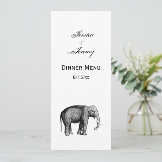 Oude tekening van een olifant kaart (Staand voorkant)